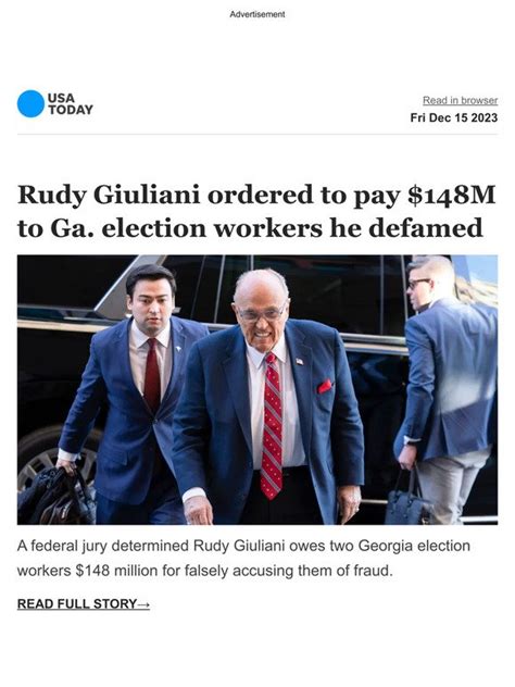 USA TODAY Breaking Jury Orders Rudolph Giuliani To Pay 1 48 Million