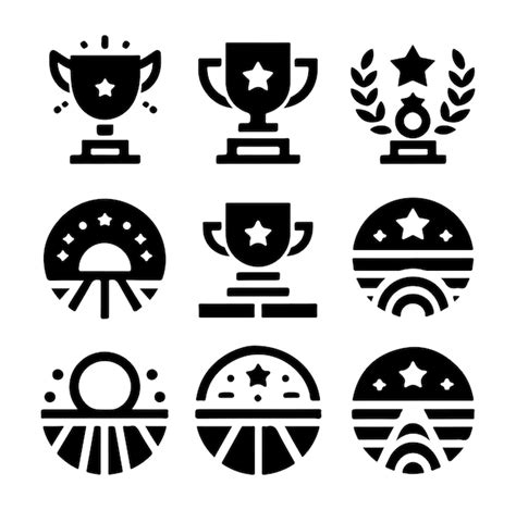 Premium Vector Award Cups Vector Set Trophy Black Icons Sport