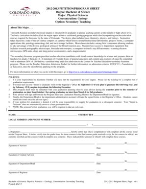 Fillable Online Coloradomesa Petitionprogram Sheet Degree