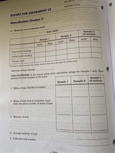 SECTIO INSTRUCTOR REPORT FOR EXPERIMENT 23 Chegg