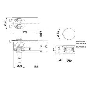 Coppia cardini per cancelli in inox con cuscinetti Ø 50mm