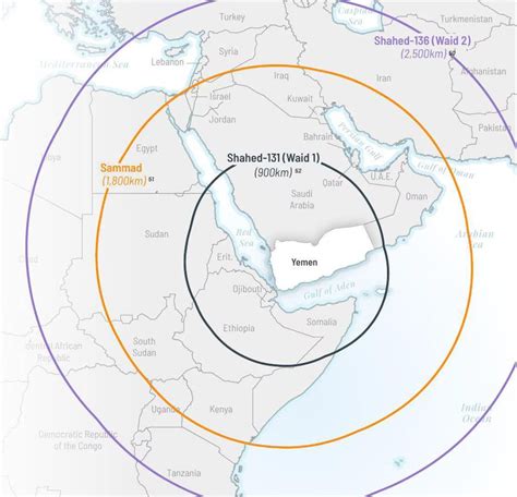 Map of Yemen armed forces missile/drone capabilities after they ...