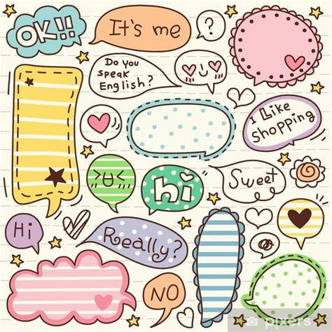 Sticker cute doodle cartoon words label - PIXERS.US