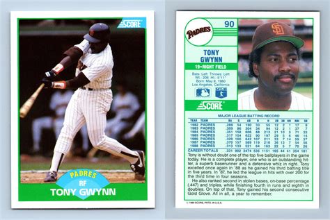 Tony Gwynn Padres 90 Score 1989 Baseball Trading Card