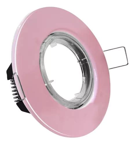 Spot Dicroica Gu Pvc Embutir Movil Inoxidable Aro Rosa