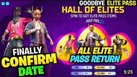 All Elite Pass Return Confirm Date Free Fire Hall Of Elite Event 2022