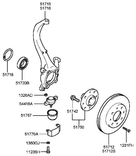 51715 38000 Genuine Hyundai Knuckle Front Axle LH