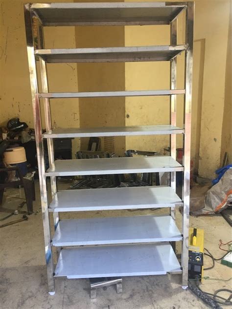 Powder Coated Stainless Steel Storage Rack 4 Shelves Free Standing At