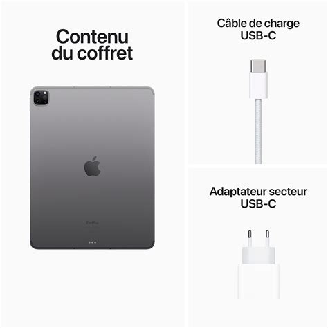 Apple iPad Pro 2022 12 9 pouces 512 Go Wi Fi Cellular Gris Sidéral