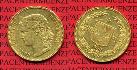 Schweiz 20 Franken 1895 Helvetia Gold Ss Vz MA Shops