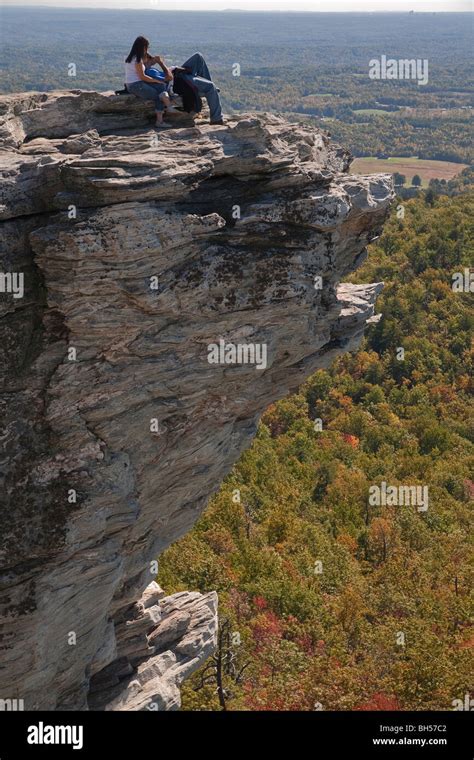 Hanging Rock State Park In North Carolina With Hiking Couple Stock