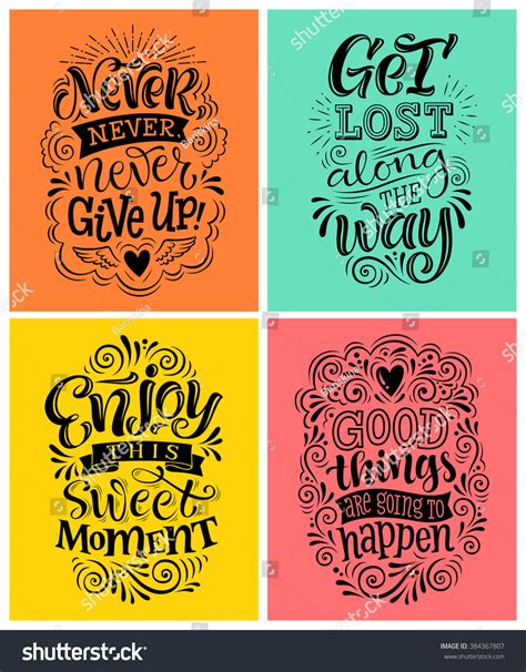 Vector Illustration Handdrawn Lettering Set Inscriptions Stock Vector