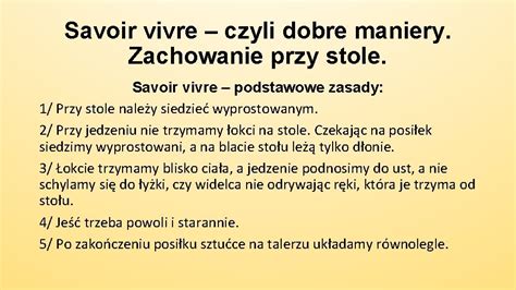 Savoir Vivre Czyli Dobre Maniery Zachowanie Przy Stole