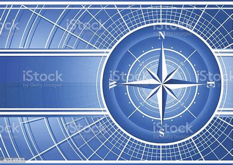 Blue Background With Compass Rose Stock Illustration Download Image