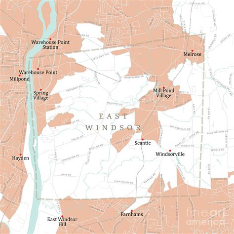 CT Hartford East Windsor Vector Road Map Digital Art by Frank Ramspott | Pixels