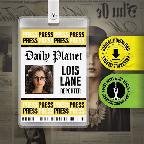 Printable Pdf The Daily Planet Lois Lane Press Pass Id Badge