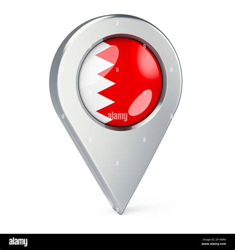 Map Pointer With Flag Of Bahrain D Rendering Isolated On White