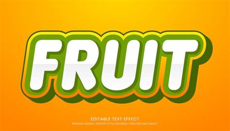 Plantilla de efecto de texto de frutas diseño editable para logotipo y