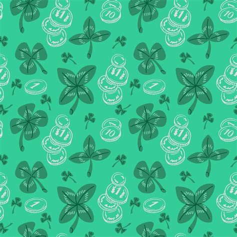 Premium Vector Shamrock And Coins Vector Seamless Pattern