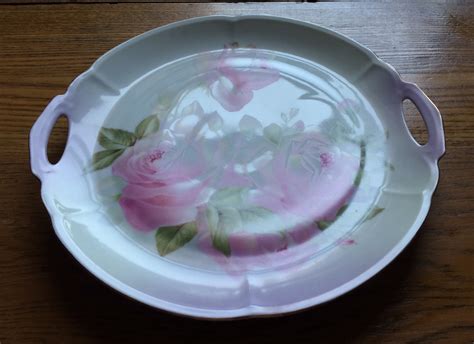 Antique Cake Plate Pink Roses Imperial Zeh Scherzer Etsy