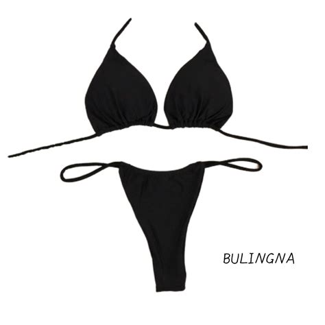 BULINGNA 2pcs Sexy Women Summer Swimwear Bikini Set Bra Tie Side G