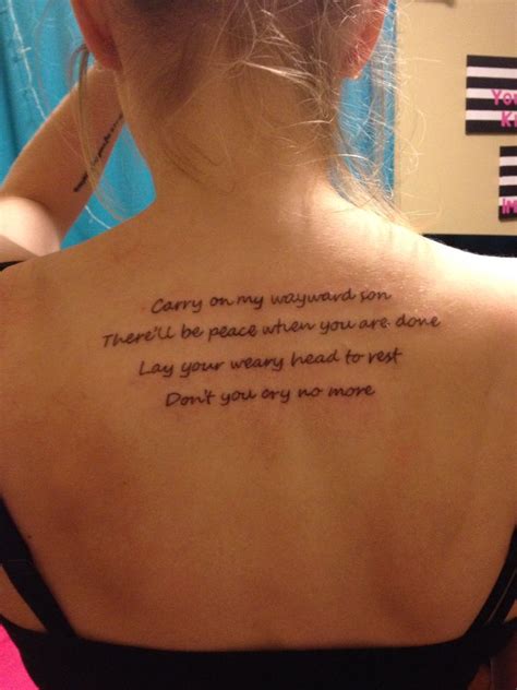 Kansas Carry On My Wayward Song Lyrics Tattoo Lyrics Tattoo Song