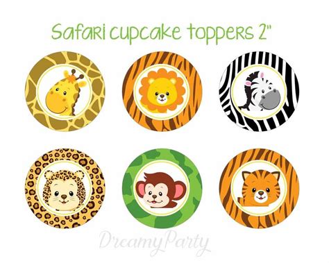 Safari Cupcake Toppers Safari Baby Shower Safari Birthday Jungle