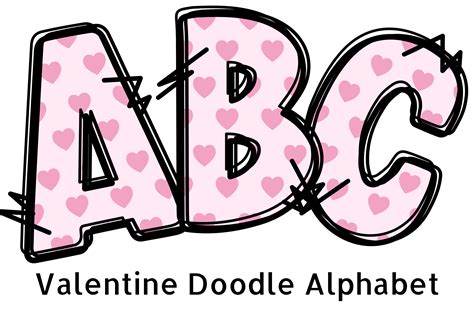 Valentine Doodle Alphabet Numbers Graphic By Bdsign · Creative Fabrica