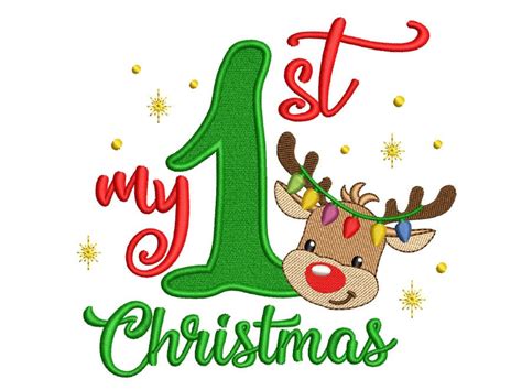 My 1st Reindeer Christmas Embroidery Design My First Christmas