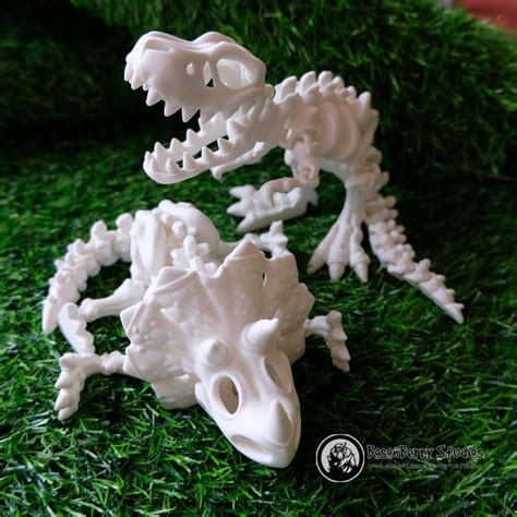 2 Pack Flexible Skeleton Dinosaurs 3d Print Bundle Flexi Factory Triceratops T Rex Décor Home