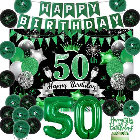 Green And Black 50th Birthday Party Decorations Men Women