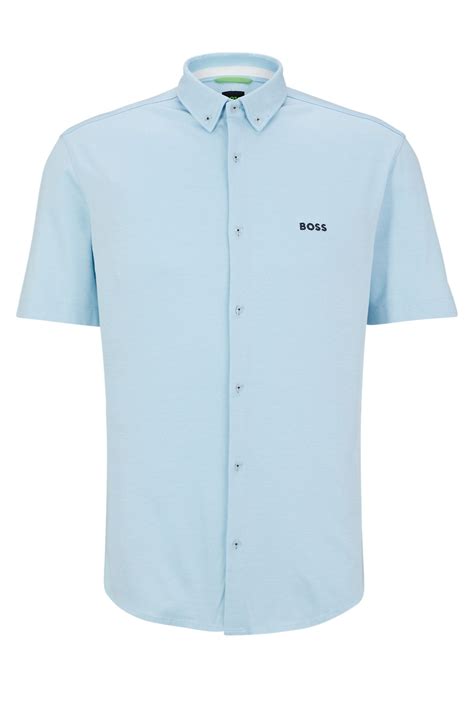 Boss Green Biadia R Short Sleeved Shirt In Light Pastel Blue