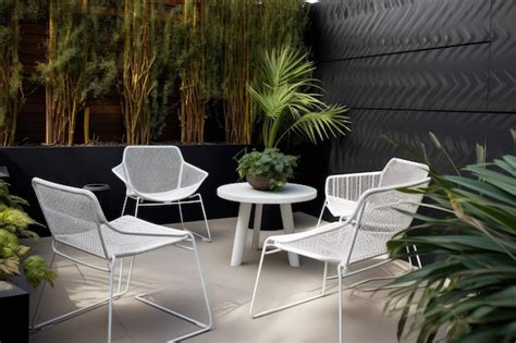 Premium AI Image | Modern outdoor seating area with sleek metal and ...