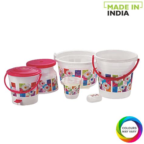 Buy Aristo Dyna Printed Plastic Bathroom Set Deluxe Assorted Colour