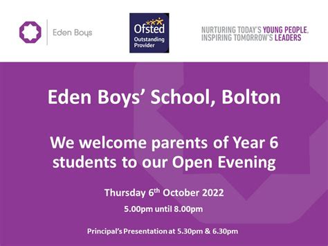 Eden Boys' School, Bolton on Twitter: "We can't wait to welcome prospective parents & carers to ...