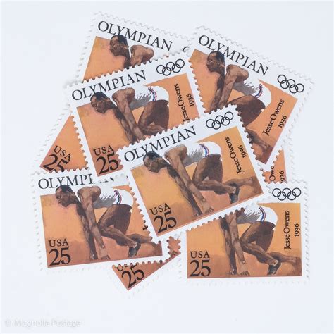 10 X 25 Cent Olympian Jesse Owens Stamps — Magnolia Postage