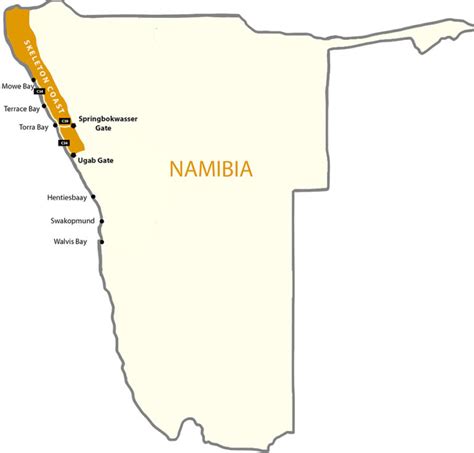 Schematic Map Of Skeleton Coast National Park In Namibia Independent