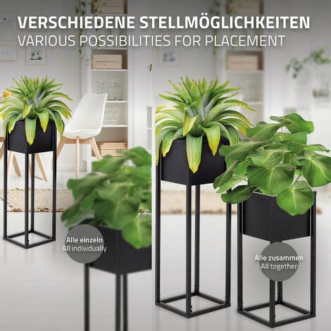 Ml Design Set Supports De Plantes Diff Rentes Hauteurs Noir X