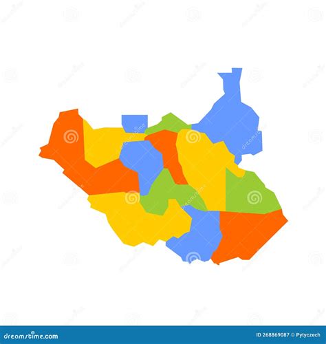 South Sudan Political Map Of Administrative Divisions Stock