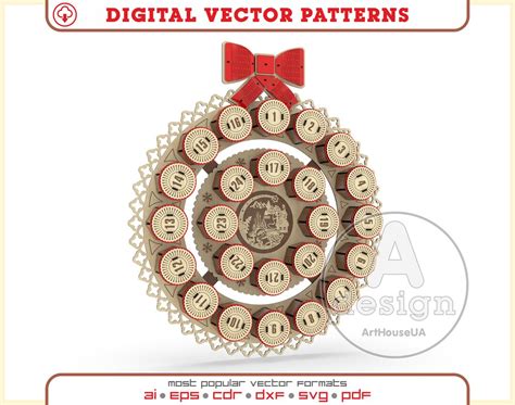 Advent Calendar Laser Cut Vector File Christmas Advent Calendar