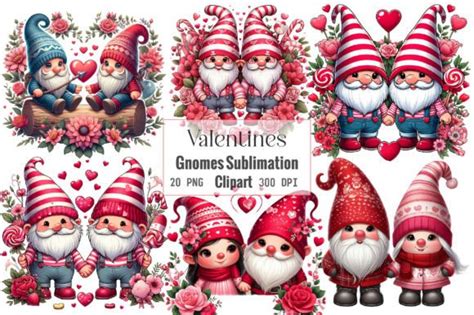 Valentines Gnomes Sublimation Clipart Graphic By Craftartstudio