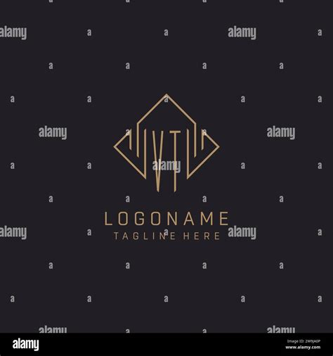 Monogram VT With Rhombus Line Logo Style Luxury Elegant Logo Design