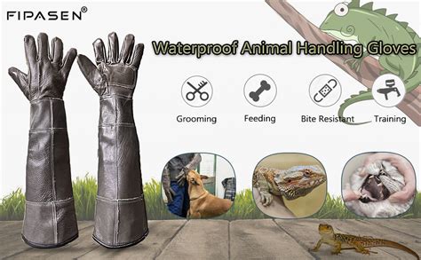 Pet Supplies Fipasen Waterproof Animal Handling Gloves Bite Proof