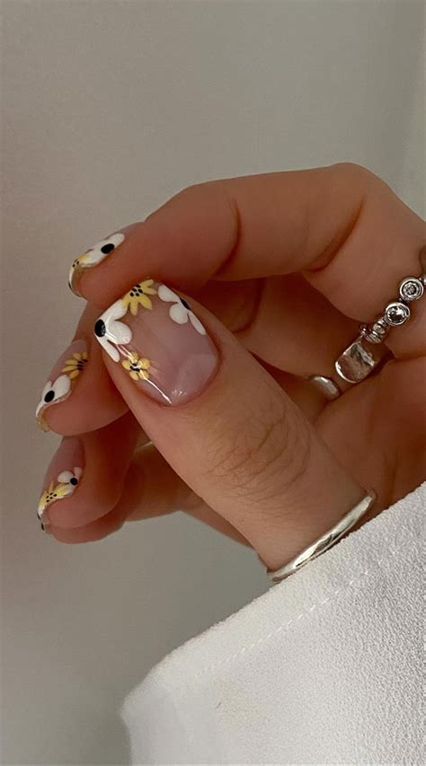 Cute Spring Nail Art Inspirations Clear Nails With Floral Tips