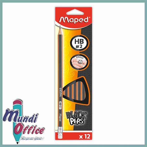 CAJA LÁPIZ NEGRO TRIANGULAR MAPED BLACKPEPS 2B 12 Piezas Mundi Office