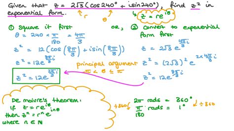 Question Video Finding Powers Of Complex Numbers In Polar Form Nagwa