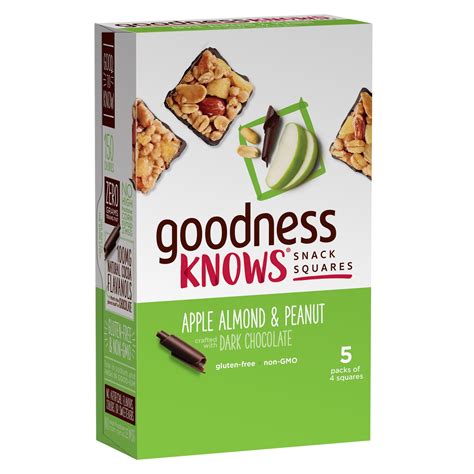 Goodnessknows Gluten Free Snack Square Bars Apple Almond Peanut And Dark