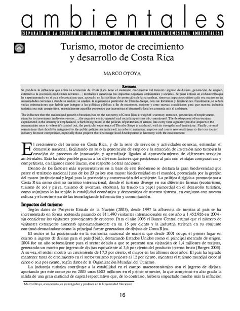 Turismo Motor De Crecimiento Y Desarrollo De Costa Rica Revista