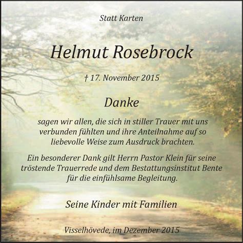 Traueranzeigen Von Helmut Rosebrock Trauer Kreiszeitung De