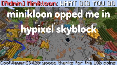 So Minikloon Opped Me In Hypixel Skyblock Youtube